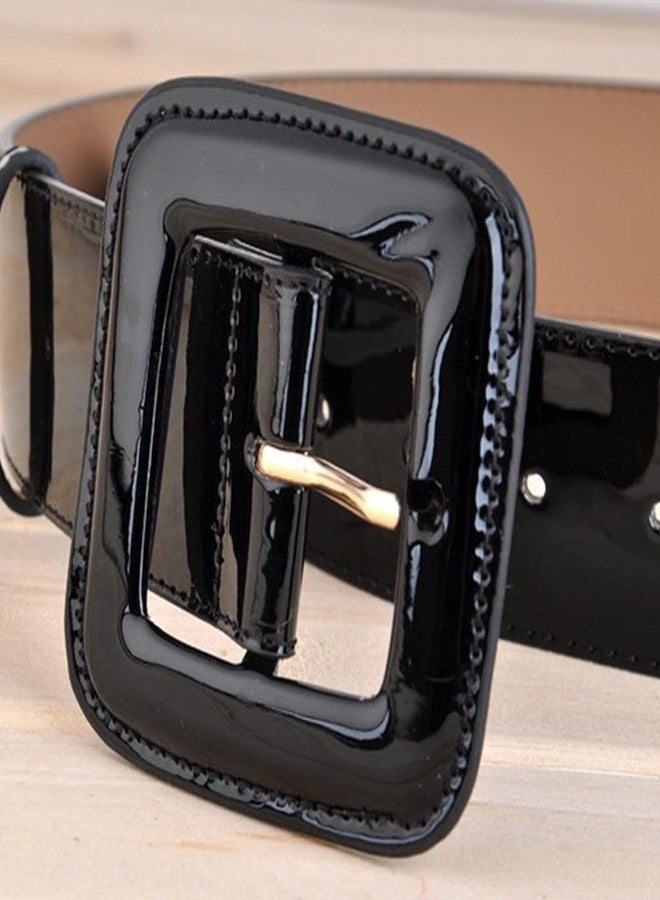 FOYTOKI Wide Patent Leather Waist Belt for Women Adjustable Extra Wide Belt with Square Buckle Perfect for Dresses and Jeans - Image 4